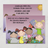 自然ハイキングの女の子の誕生日パーティー招待状 招待状 (正面/裏面)