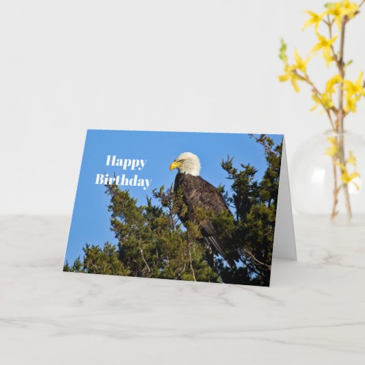 自然ハルドイーグルワイルドライフフォト誕生日 カード (黄色い花)