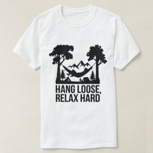 自然ハンモックキャンリラックスピングのシルエットアート Tシャツ