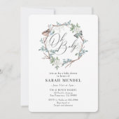 自然バタフライフローラリースベビーシャワー 招待状 (正面)