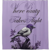 自然バランス | パープルバードアートデザイン シャワーカーテン (正面)