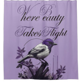 自然バランス | パープルバードアートデザイン シャワーカーテン