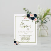 自然バラ結婚式招待状 箔シーズンポストカード (立ち正面)