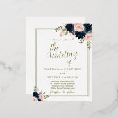 自然バラ結婚式招待状 箔シーズンポストカード (正面/裏面)