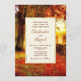 自然パス紅葉秋結婚Christian 招待状
