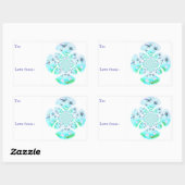 自然パターン（の模様が）あるトンフライ《植物》スイレンポンカスタムド 長方形シール (シート)