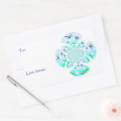 自然パターン（の模様が）あるトンフライ《植物》スイレンポンカスタムド 長方形シール (封筒)