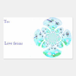 自然パターン（の模様が）あるトンフライ《植物》スイレンポンカスタムド 長方形シール