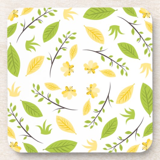 自然パター葉ンスケッチ コースター (正面)