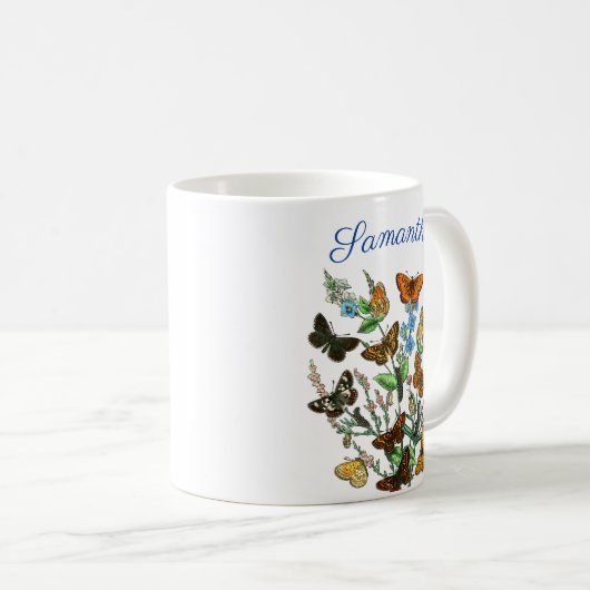 自然パーソナライズされたから蝶 コーヒーマグカップ (正面右)