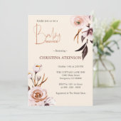 自然パーソナライズされたフローラ写真ベビーシャワー 招待状 (スタンド正面)