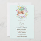 自然パーソナライズされたワイルドフラワー写真ベビーシャワー 招待状 (正面)