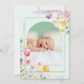 自然パーソナライズされたワイルドフラワー写真ベビーシャワー 招待状 (裏面)