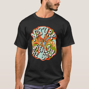 自然ヒアルズザソウルレトロ80s 90sヒッピースタイルB Tシャツ
