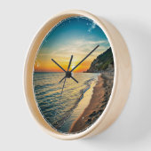 自然ビーチのイタリアン夕焼け色 壁時計 (傾斜)