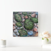 自然ビーチモダン岩 スクエア壁時計 (ホーム)