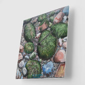 自然ビーチモダン岩 スクエア壁時計 (傾斜)