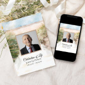 自然ビーチ水彩お祝いの生活 招待状