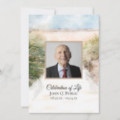 自然ビーチ水彩お祝いの生活 招待状 (正面)