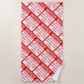 自然ビーチ-赤と白符号パターン ビーチタオル (正面)