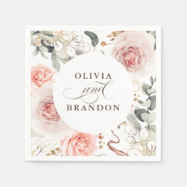 自然ピンクの花エレガントボホ結婚の スタンダードカクテルナプキン