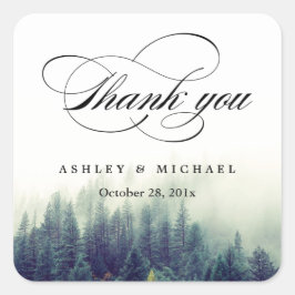 自然フォレスト松の木ありがとうスクリプト スクエアシール