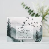 自然フォレスト&鳥と食事RSVPカード 出欠カード (スタンド正面)