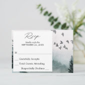 自然フォレスト&鳥の食事のRSVPカード 出欠カード (スタンド正面)