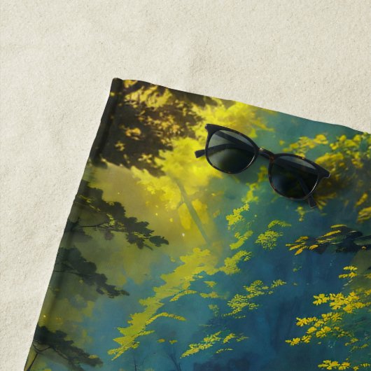 自然フォレストYOGA隠し文字霊気マスター引用文 ビーチタオル (インサイチュ)