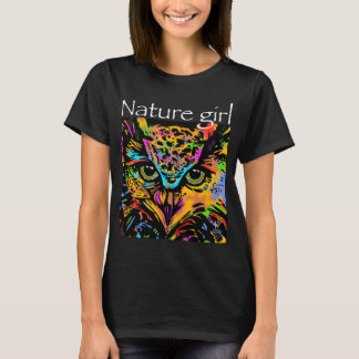 自然フクロウのレインボー Tシャツ