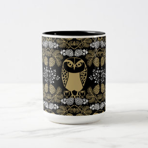 自然フクロウフォークアート ツートーンマグカップ