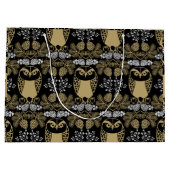 自然フクロウフォークアート ラージペーパーバッグ (裏面)