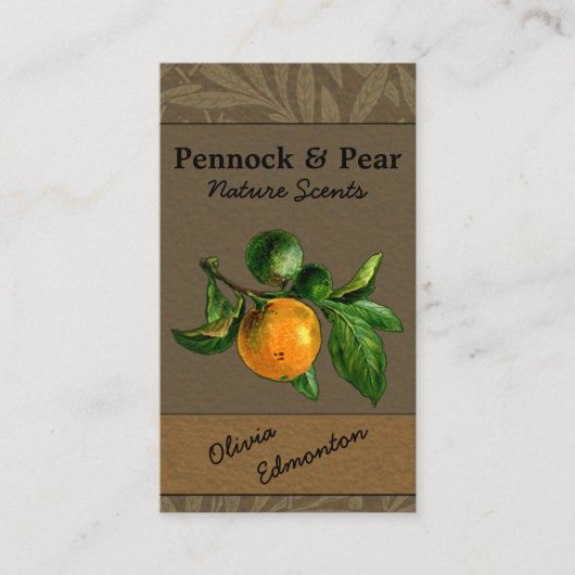 自然フルーツフォトカスタムテンプレートヴィンテージフローラ 名刺 (正面)