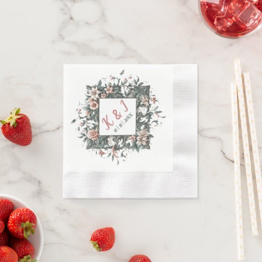 自然フローラつる植物 縁ありカクテルナプキン (インサイチュ)