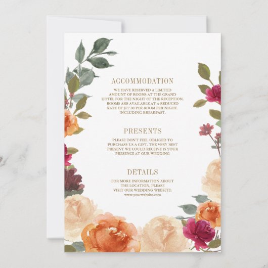 自然フローラのリースが全て結婚ある 招待状 (裏面)