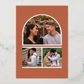 自然フローラパンプキンフォトコラージュ結婚の金ゴールド 箔招待状 (裏面)