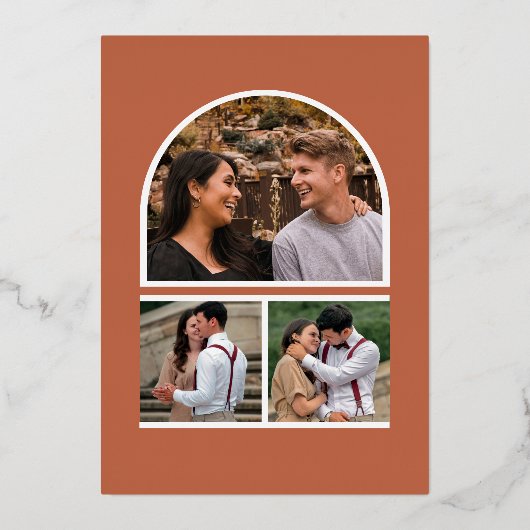 自然フローラパンプキンフォトコラージュ結婚の金ゴールド 箔招待状 (裏面)