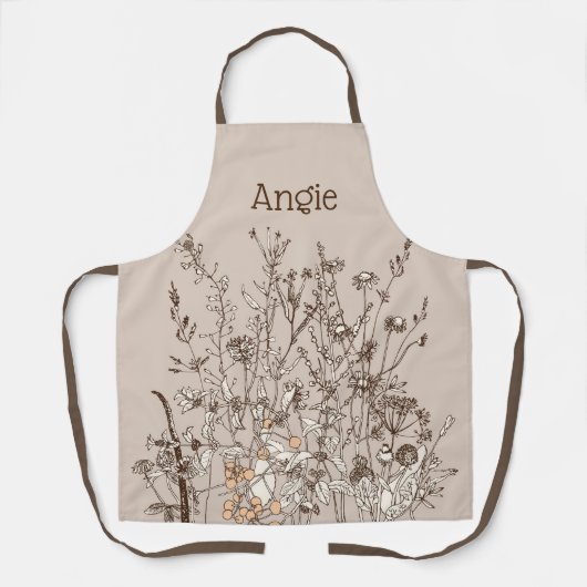 自然フローラパーソナライズされた全体印刷  エプロン (正面)