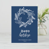 自然フローラリース | Poinsettia Pine Bough Blue シーズンカード (スタンド正面)