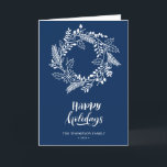 自然フローラリース | Poinsettia Pine Bough Blue シーズンカード<br><div class="desc">白と青の背景に松の枝とポインセチアの花模様の美しいクリスマスリースのフレームを特色シンプルに、このクリスマス、ミニマルとフェスティバルのホリデーカードを使って愛する人に休日の暖かい願いと挨拶を送かわいらしる。皆さん聖降誕祭お目出度う、新年おめでとう。</div>