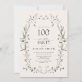 自然フローラ100th誕生日パーティー水の色 招待状 (正面)