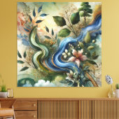 自然フロー – 抽象芸術ボタニカルキャンバスウォールアート キャンバスプリント (インサイチュ (リビング))