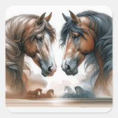 自然ブラウン結婚ウマ スクエアシール (正面)