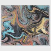 自然ブルーとグリーンの黄金のグリッターでマーリング ラッピングペーパー (フラット)