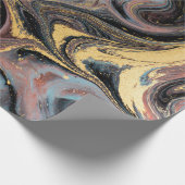 自然ブルーとグリーンの黄金のグリッターでマーリング ラッピングペーパー (角)