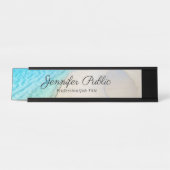 自然ブルーシーウェーブサンドモダンテンプレート デスクネームプレート (正面)