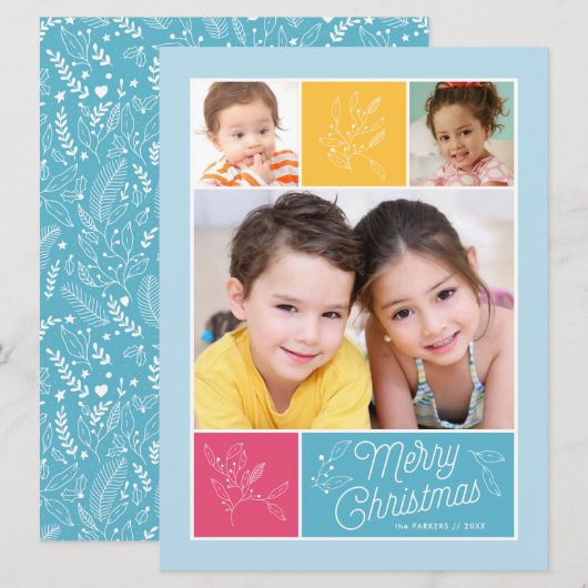 自然ブロックフォトホリデーカード シーズンカード (正面/裏面)