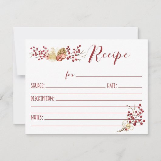 自然ベリー&ベルズホリデーレシピカード 招待状 (正面)