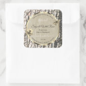 自然ベージュツリーバーク金ゴールドフレーム製品ラベル スクエアシール (バッグ)