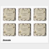 自然ベージュツリーバーク金ゴールドフレーム製品ラベル スクエアシール (シート)